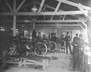 A WWI Motorcycle Repair Shop